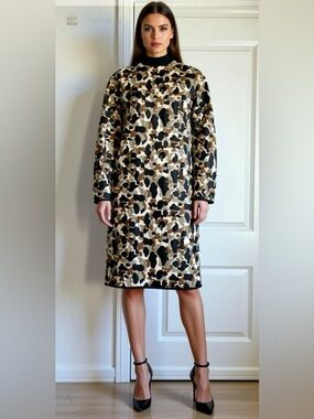 Everlane Quilted Long Puffer Coat in Olive Green and Brown Camo